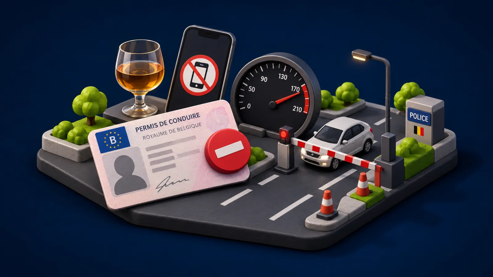 Retrait de permis en Belgique : alcool, GSM au volant et excès de vitesse