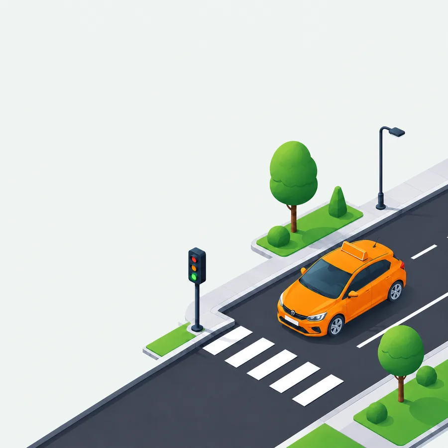 Voiture à un feu et passage piéton — préparation au permis B en Belgique