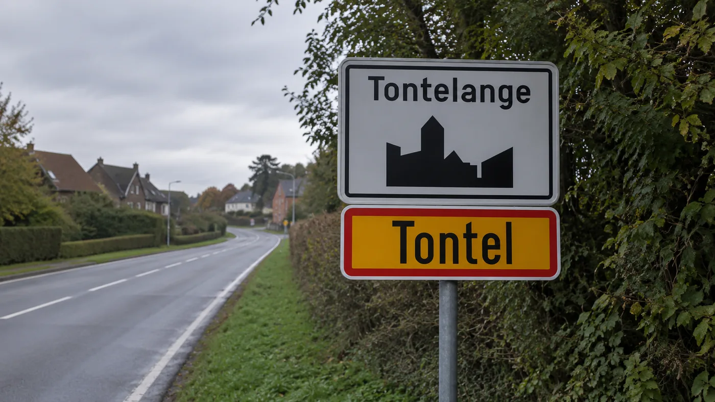 À gauche panneau d'agglomération, à droite panneau de localité