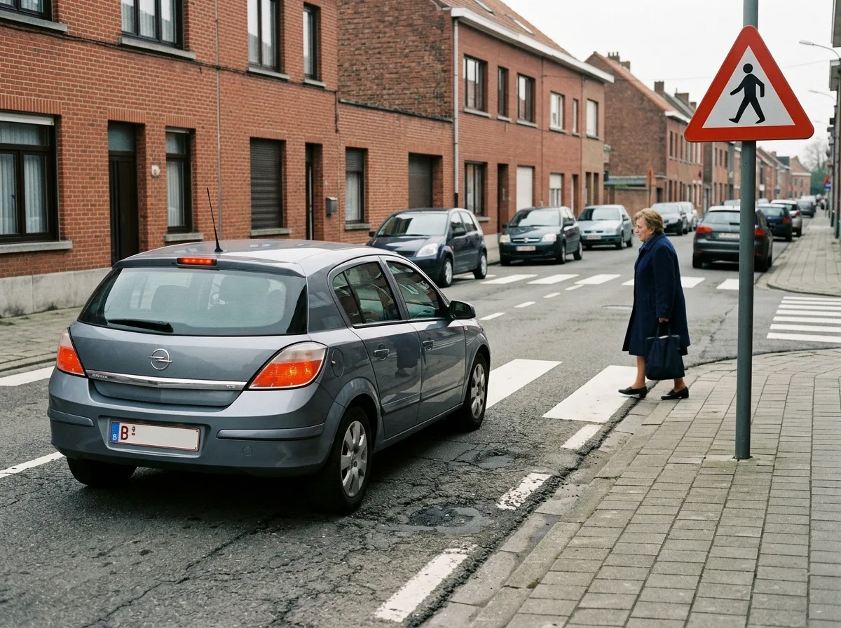 Piéton attendant sur le trottoir au bord d'un passage pour piétons