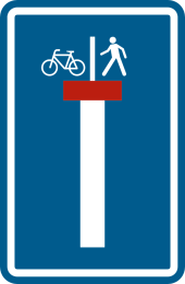 Signal belge d'impasse debouchante : la voie est sans issue pour les voitures, mais les pietons et les cyclistes la traversent